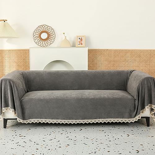 Manta impermeable para sofá de 1 a 4 plazas, protector de muebles de poliéster grande, funda gris apta para mascotas, 180 x 360 cm, elegante funda de sofá para sofás y sillas