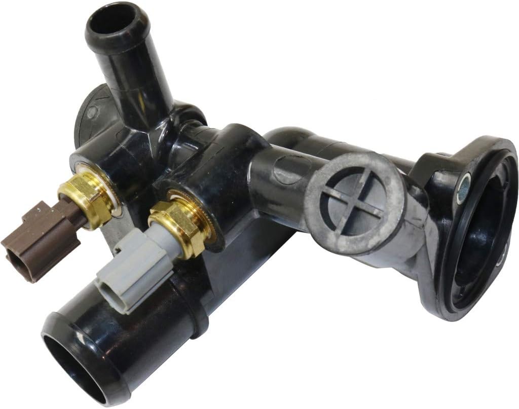 For Ford Ranger Thermostat Housing 1998 99 00 2001 | 4 Cyl | 2.5L Engine | w/Temperature Sensor & Engine Coolant Temperature Sensor | Black | Plastic | F87Z8592A
