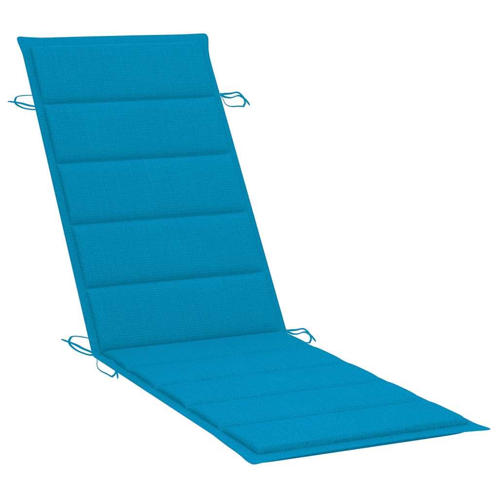 2 lettini prendisole in legno massello di acacia con cuscini blu, pieghevoli e resistenti alle intemperie, 184 x 55 x 64 cm, per giardino, terrazza, balcone, piscina e relax