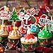 Amosfun 72PCS Christmas Cupcake Toppers,11x5cm Cake Decoration Santa Claus Tree Snowman Sock Candy Theme Party Cake Toppers Picks Christmas Decoration Supplies