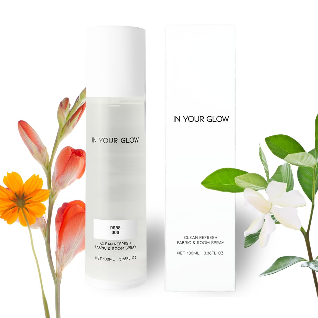In Your Glow Fabric &amp; Room Mist Spray– Long-Lasting Clean Scent, Unisex Luxury Fragrance &amp; Odor Eliminator, 100ml- D008 DOS