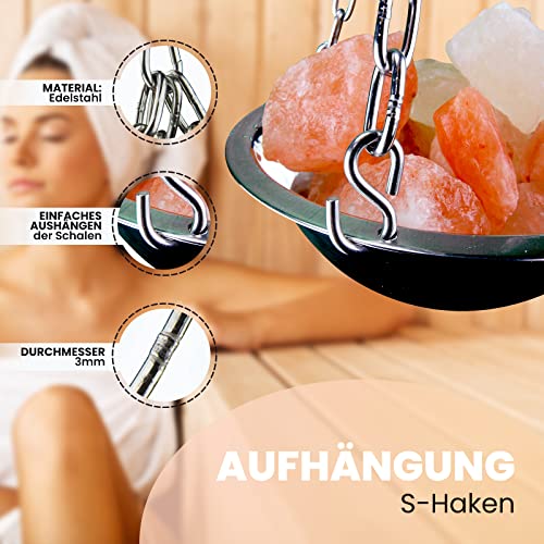 Sauna Hängeschale/Verdampferschale aus Edelstahl für Sauna/Infrarotkabine/Sanarium - Aufguss 20cm (Komplettset)