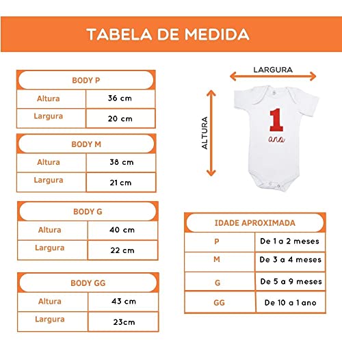 Kit Body Manga Curta Mesversário Estampado Branco