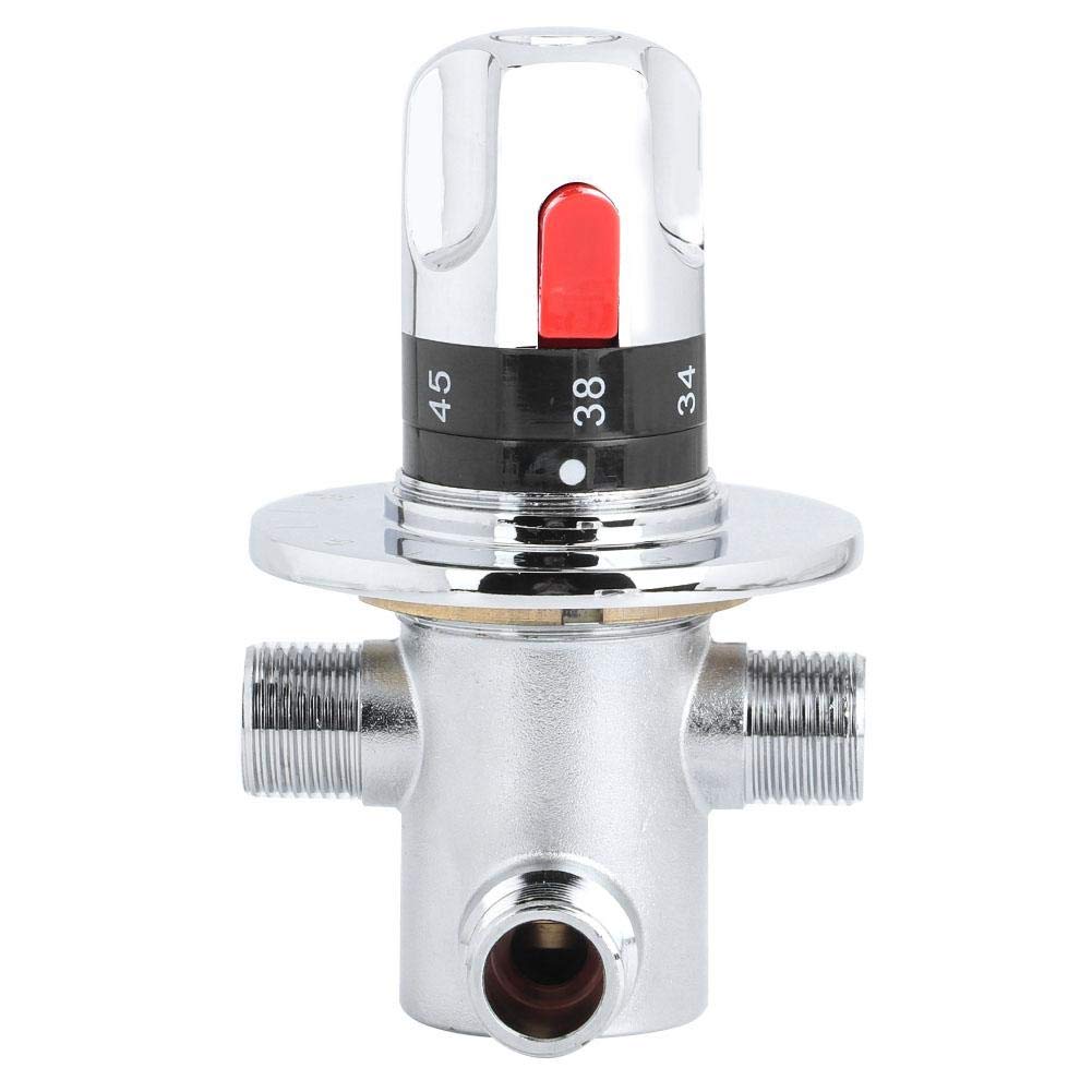 Valvola termostatica 1 pz, ottone massiccio filettatura G1 / 2 valvola rubinetto di controllo temperatura miscelazione acqua calda/fredda, 38 pulsante di protezione di sicurezza, per scaldabagno