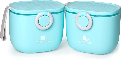 Termichy Baby Formula Dispenser, Portable Milk Powder Dispenser Container with Carry Handle and Scoop for Travel Outdoor Activities with Baby Infant, 8.8OZ, 0.55LB, 250g (Blue-2pack)