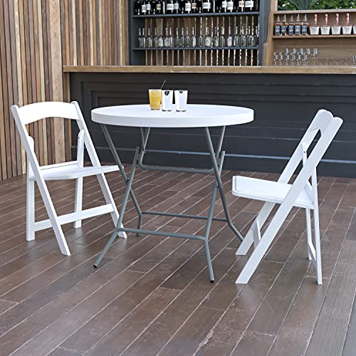 Promo Discount Up To 70% Off Flash Furniture 2.63-Foot Round Granite White Plastic Folding Table