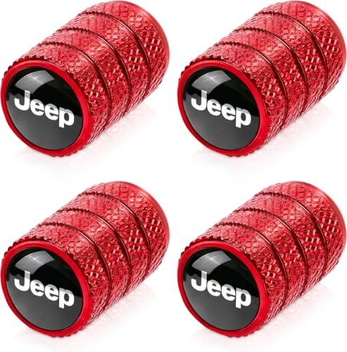 Image of 4pcs Tire Valve Stem Caps, Compatible with Jeep Series Stem Cap Universal Car Air Cover Car Accessories for Cars, SUV, Truck, Motorcycles Red