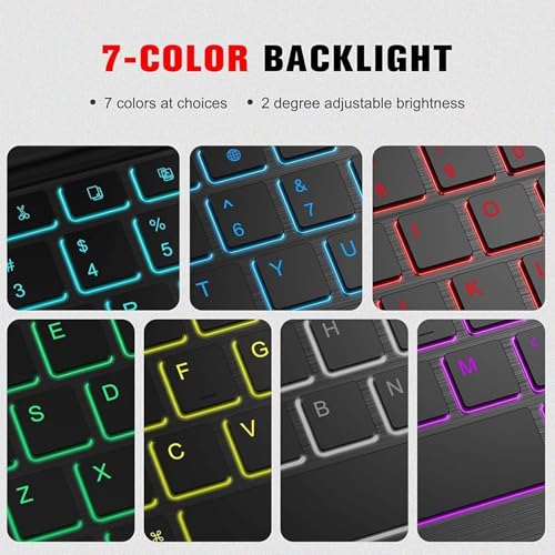 Image of ProElite TouchPad Keyboard case for Galaxy Tab A11 Plus 11 inch with S Pen Holder, Magnetic Detachable Wireless Bluetooth TouchPad Keyboard for Galaxy Tab A11 Plus Built-in 7-Colors Backlit, Black