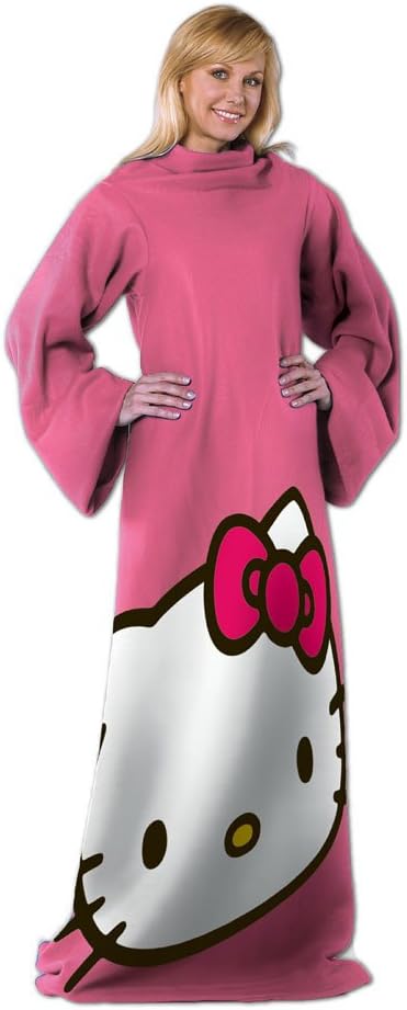 Sanrio, Hello Kitty, Hello Kitty Big Face 48-Inch-by-71-Inch Adult Comfy Throw with Sleeves by The Northwest Company