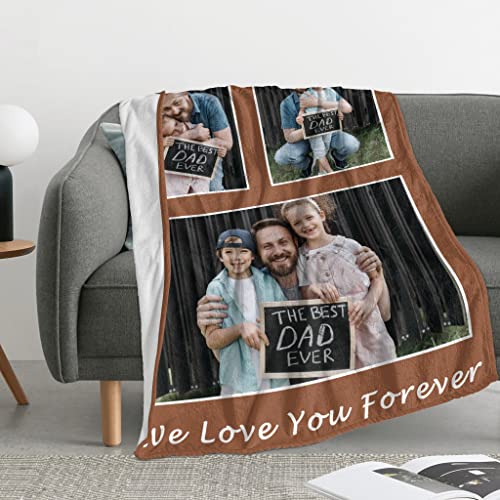 Youltar Fathers Day Dad Gifts Custom Blanket With Photos Best Dad Ever Gifts Dad Gifts From Daughter Son, Personalized Pictures Blanket Christmas Birthday Gifts For Dad Photo3 #TOP2