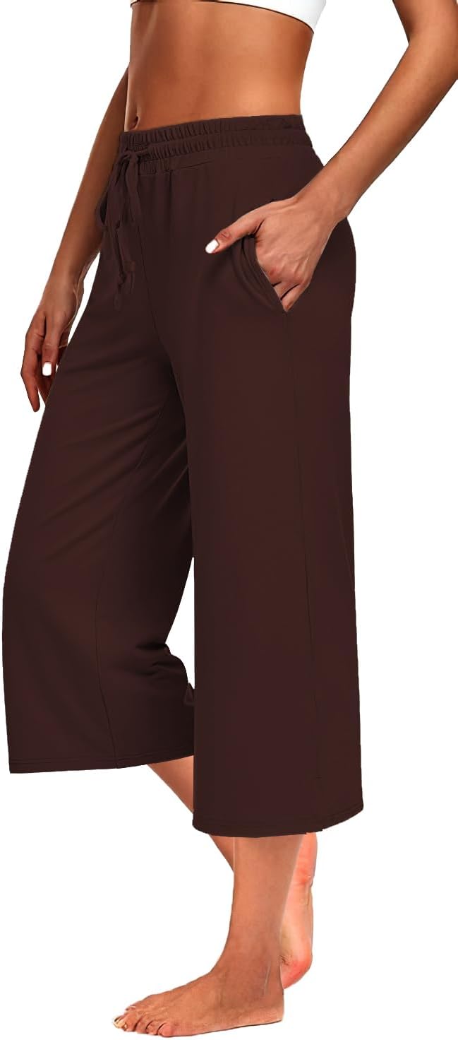 3 PACK Womens Capri Pants Loose Yoga Pants Wide Leg Drawstring Comfy Lounge Pajama Capris Loose Sweatpants with Pocket - Image 4