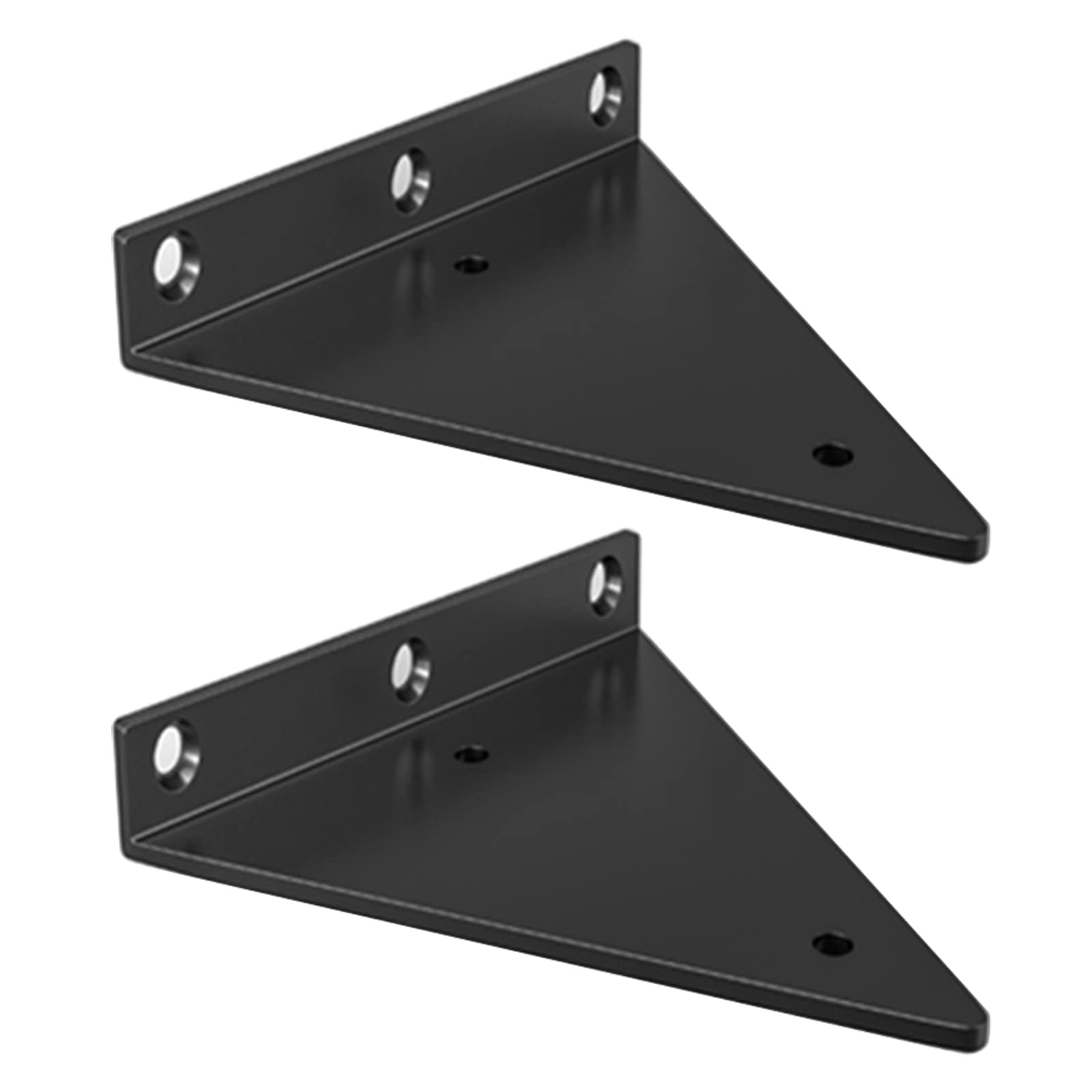 Black Invisible Shelf Brackets Counterbore Design 2 Pcs Triangle Shelving Metal Wall Mounted Supports with Mounting Screws(280mm/11in)