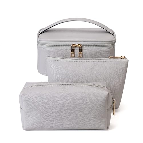 FITINI Bolsa de maquillaje grande de viaje, bolsa de aseo grande, paquete de 3 unidades, bolsa organizadora de cosméticos portátil con estuche de