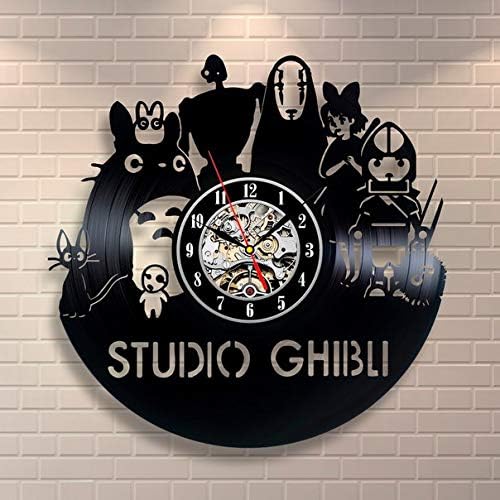 Gift Idea for Kids Studio Ghibli Wall Decals Studio Ghibli Wall Clock Japanese Animation Film Studio Studio Ghibli Wall Art Retro Vinyl Record Clock Vintage Wall Clock