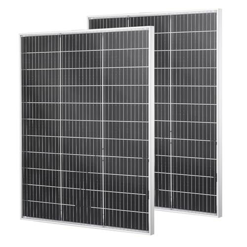 VEVOR Panel Solar 100W 2 Piezas, Módulo Solar Monocristalino Bifacial, Eficiencia 23%, Marco de Aluminio y Salida MC4, Protección IP67, para Autocaravanas Barcos Terrazas Hogar Sistema fuera de la Red