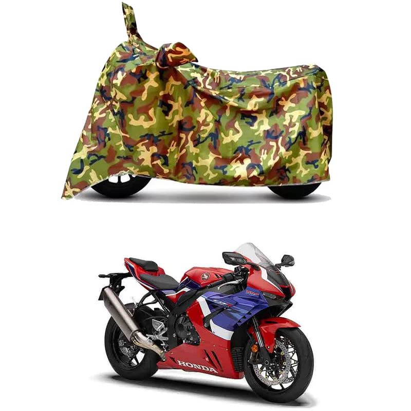 Image of Waterproof 100% PVC Coated Bike Scooty Two Wheeler Body Cover Compatible for Honda CBR1000RR-R BS6 /UV-Rays /Heat Protection /Birds Dropping /Scratchproof /Dust Proof [6X6 Jungle Print]