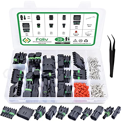 Waterproof Car Electrical Wire Connector Terminals Plug Kit 1/2/3/4/6/Male&Female Pin Small Plug Water Resistend Truck Harness Plug 301Pcs 20 Kits Car Spark Plug Connector