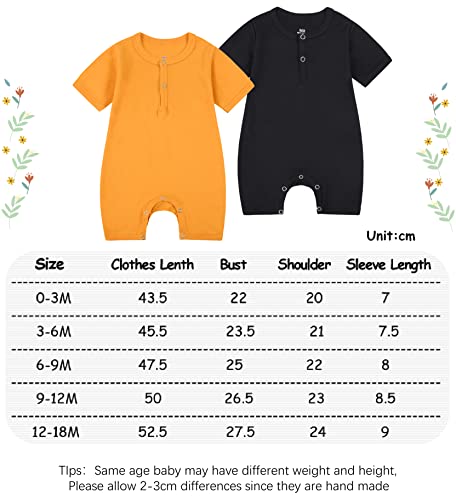 Abecue Newborn Baby Boy Romper Baby Girl Summer Jumpsuit Infant Clothes Set Orange & Black 3-6 Months #TOP5
