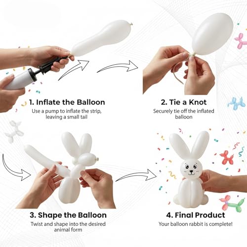 Image of 260 Balloons 100Pcs White Long Balloons for Balloon Garland Thickening Skinny Latex Twisting Balloon for Animals Modeling Christmas Birthday Wedding Party Decoration