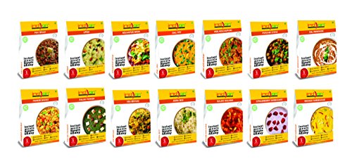 Image of Indian Kitchen Foods Freeze Dried Ready to Eat Food and Dessert Combo Pack | Instant Vegetarian /Vegan Meal -Set of 15 Packets