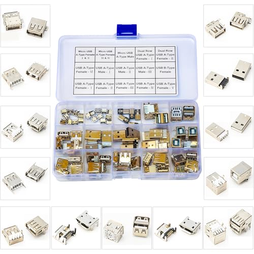 Kit surtido conector USB 2.0 hembra y macho para PCB miniatura 1