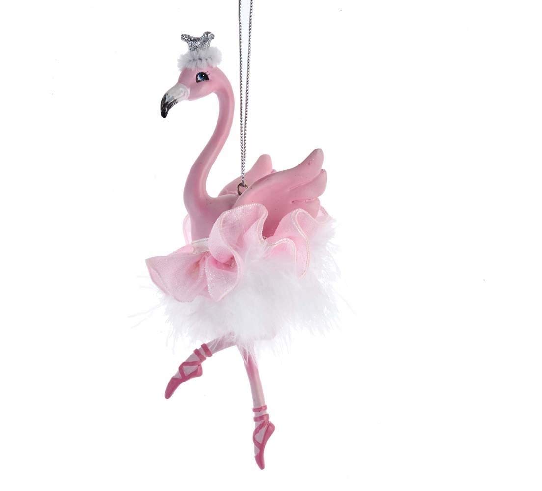 Ballerine Flamant Rose Kurt Adler E0480, décoration sapin Noël originale 14,3 cm