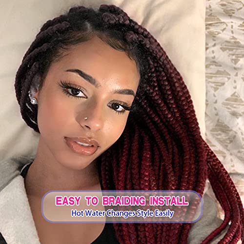8 Pack Ombre Braiding Hair Pre Stretched - 26" 100G/Pack Premium Kanekalon Pre Stretched Braiding Hair Extensions, Professional Itch Free Hot Water Setting Perm Yaki Texture Prestretched Hair(1Bbug) #TOP2