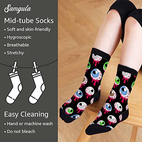 Image of Red Striped Crew Socks for Woman Size 6-8 Christmas Tree Moose Snowflake Dots Lines Girls Socks