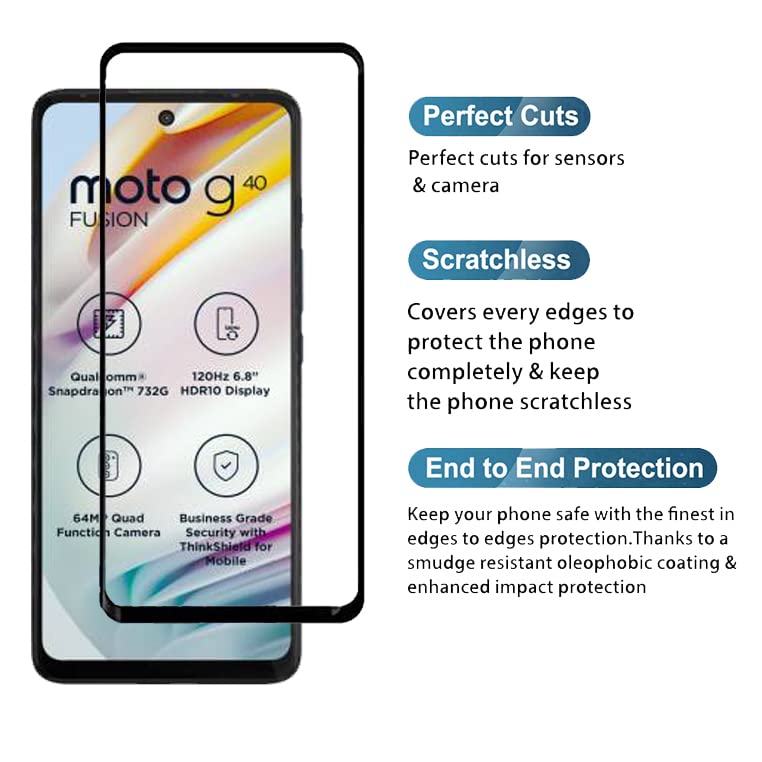 Image of Screen Protector for Motorola Moto G40 (Black) Tempered Glass Edge-to-Edge 6D Screen Guard With Installation Kit