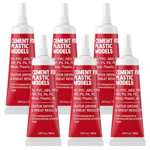 Dunzoom 6 Pack Cement Plastic Model Glue Precision Nozzle Bulk 1.01 Fl oz
