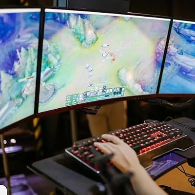 Kado Triple Monitor Setup - 3-Pack 27 Curved 1920x1080 Computer Monitor 1500R 75Hz VESA Mount HDMI Office Gaming Hybrid Built-in Speakers (C27X Trio Series)
