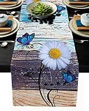 Custom Bed USA Daisy Table Runner for Farmhouse Holiday Parties, Linen Burlap Table Runner Dresser S