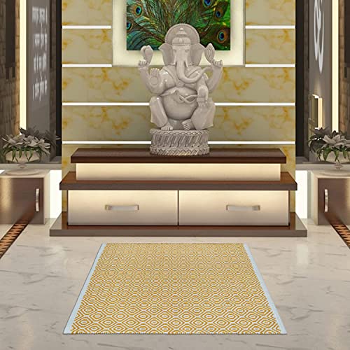 Image of Multipurpose Pooja Mat, Aasan Mat for Meditation, Formal Sitting Mats 100% Cotton Thick Square Puja Matt. Size - 70X70 cm Yellow