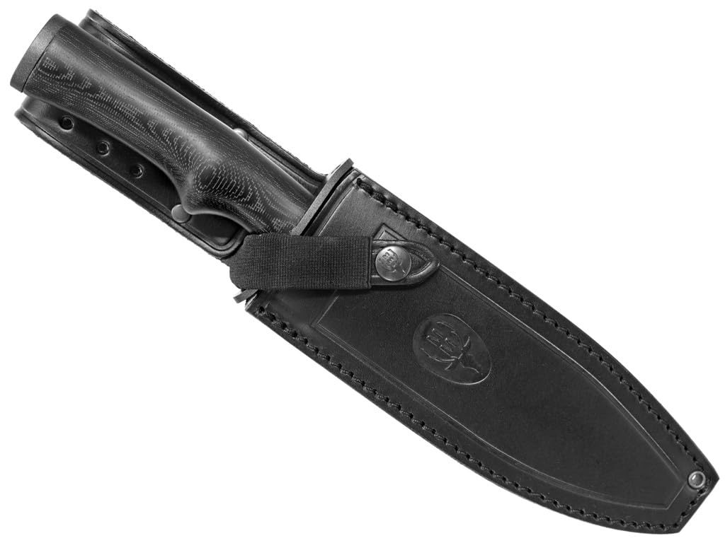 LO TRINCO YO Muela Cuchillo de Caza PARABELLUM- 17N con Hoja de Acero Inoxidable MOVA (1.4116) de 17 cm y empuñadura de Micarta negra para Caza, Pesca, Supervivencia y Bushcraft