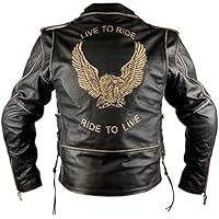 Chaqueta de moto de cuero envejecido, modelo AGUILA by Iguana Custom Collection cruzada con grabado, protecciones homologadas y forro térmico desmontable. (2XL)