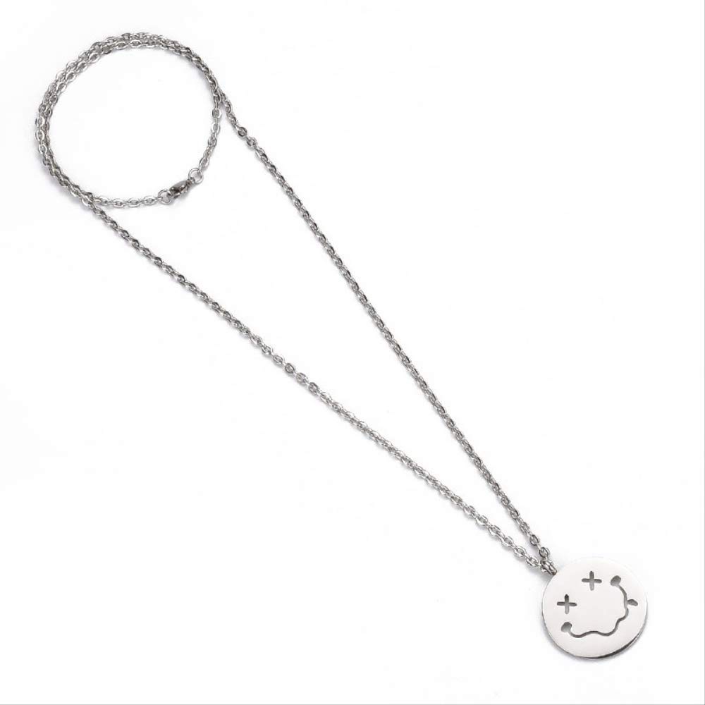 HUIHH Silver Necklaces Mens Funny Face Pendants Stainless Steel Male Accessories Chains Necklace Jewelry On The Neck Simper Hip Hop