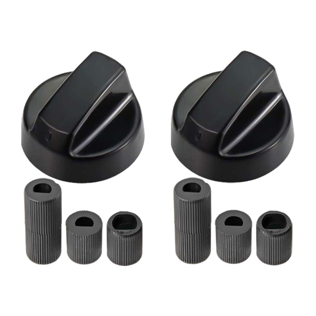 LACHT Pack 2 Manija Perillas Mando Universal Para Horno, Perilla Placa De Vitrocerámica, Perillas De Cocina, Manija Cocina De Gas, Incluye 3 Adaptadores, 4 Cm Diámetro (Negro)