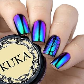 KUKA Chameleon Pigment Nail Changing Mirror Chrome Powder Art Glitter Dust Shine Manicure (Green Purple)