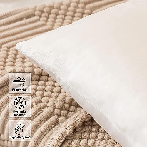 My home store White Cushion Covers 45cm x 45cm, Machine Washable Sofa Couch Living Bed Room with Invisible Zipper - Image 2