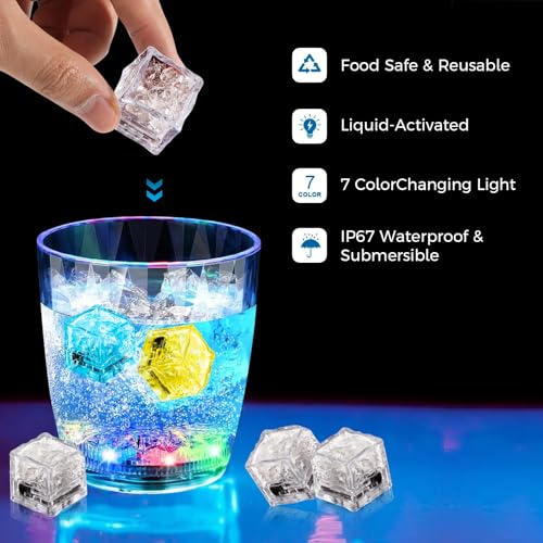 Cubitos de hielo iluminados LED, paquete de 36 piezas miniatura 5