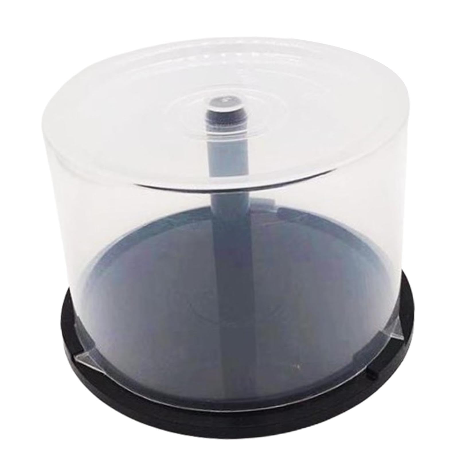 Scatola per torta per DVD, custodia per torta per DVD,Secchio per DVD a colonna trasparente con mandrino nero - Contenitori per la conservazione di 50 dischi per bar domestico, organizer per DVD per d