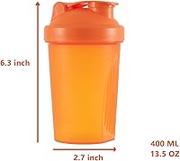 Vista 2 de Shaker Bottle - Batidos de proteínas y botellas agitadoras de 16 onzas/13.5 fl oz con bolas batidoras, plástico sin BPA (naranja + verde (2 unidades)