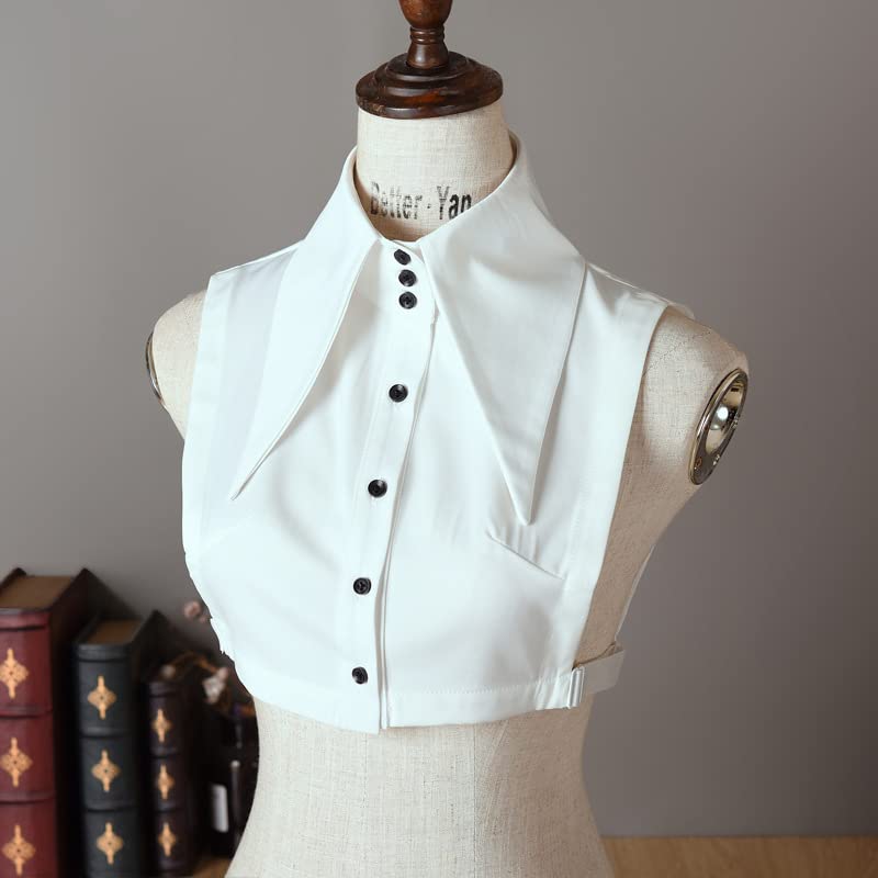 Media camisa blanca con cuello Dickey - Blusa de cuello falso desmontable para mujer, A-blanco 2