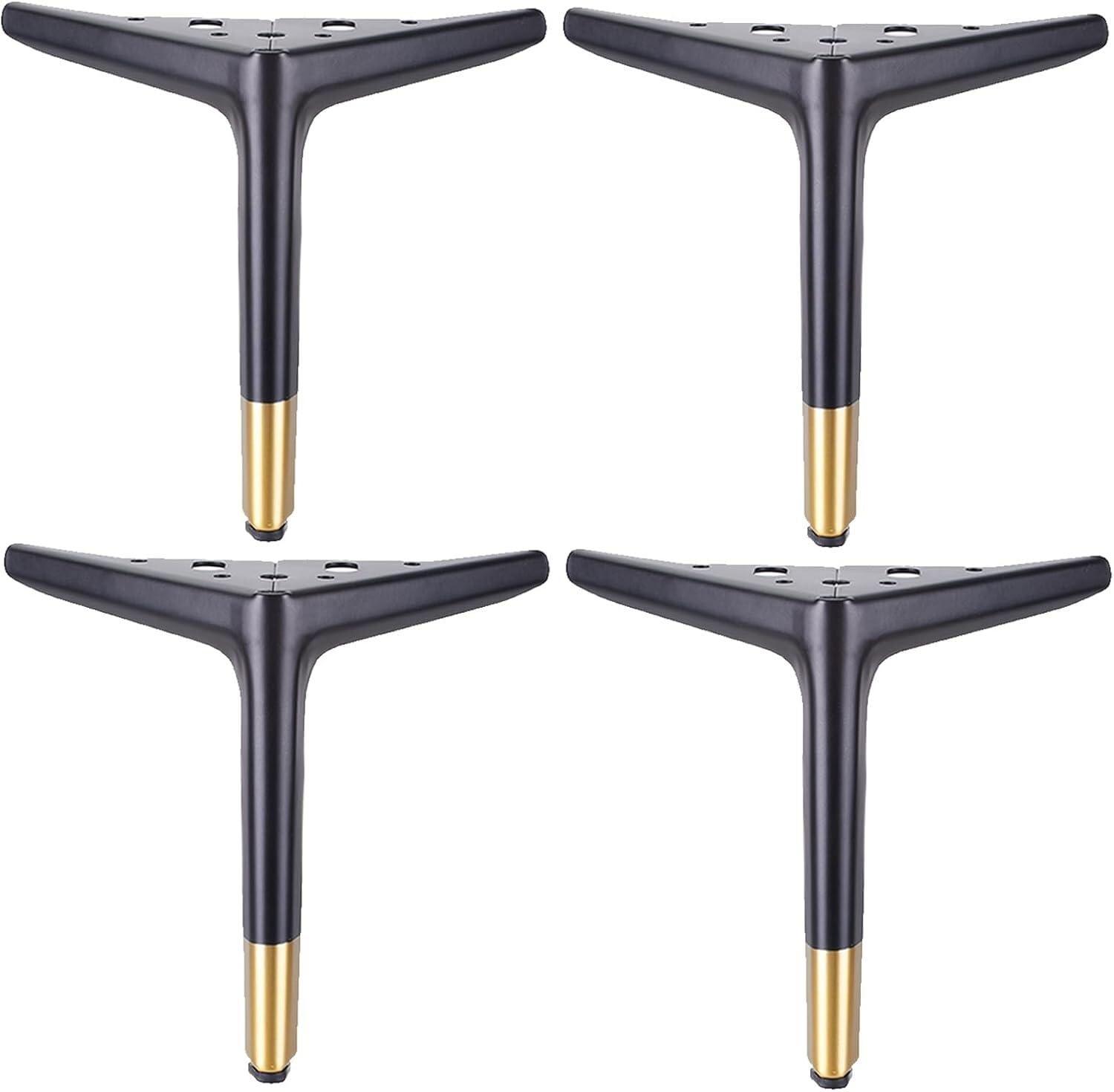 Rhllvj Black+Gold Metal Furniture Feet Modern Triangle Sofa Feet, Electroplated Polished Finish, Diy Alternative Sofa Feet(Black+Gold)