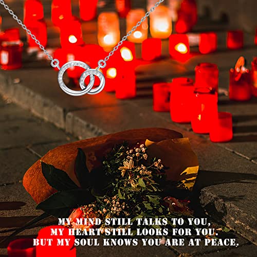 PLITI Sympathy Necklace In Memory of Loved One Gift Memorial Gift Remembrance Gift Angel Wing Gift Double Interlocking Circle Pendant4