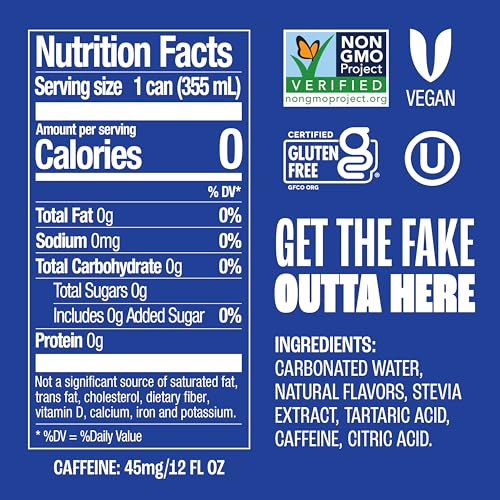 Image of Zevia Zero Sugar Soda, Cola, 12 oz Cans (24-Pack) - Naturally Sweetened, Zero Calorie Sugar Free Soda - Non-GMO Project Verified, Gluten-Free, Vegan