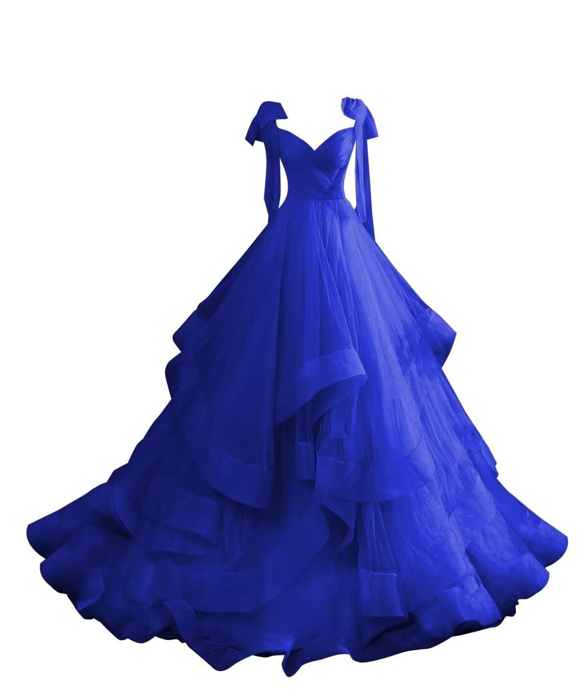 CWOAPO Layered Ruffles Tulle Prom Dresses Spaghetti Strap Ball Gowns Long Elegant V Neck Bow Formal Evening Dresses 2025