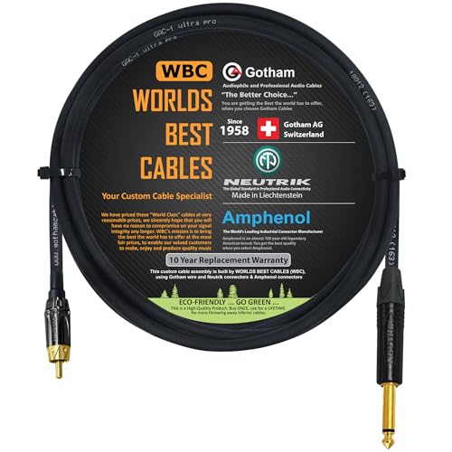 Câble TS vers RCA Gotham GAC-1 Ultra Pro pour liaison audio asymétrique de haute fidélité