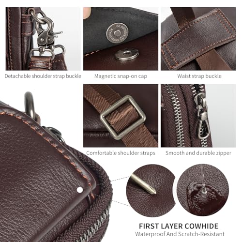 Image of Augus Genuine Leather Small Crossbody Messenger Phone Bag for men's