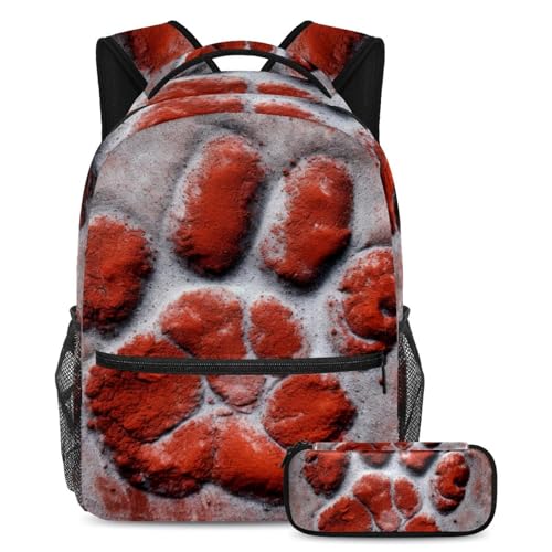 Lot de 2 cartables de grande capacité avec trousse scolaire imprimé chat et chien pour ado et voyage